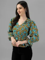 TOPS FOR WOMEN WESTERN WEAR ABSTRACT TOP - Image 2